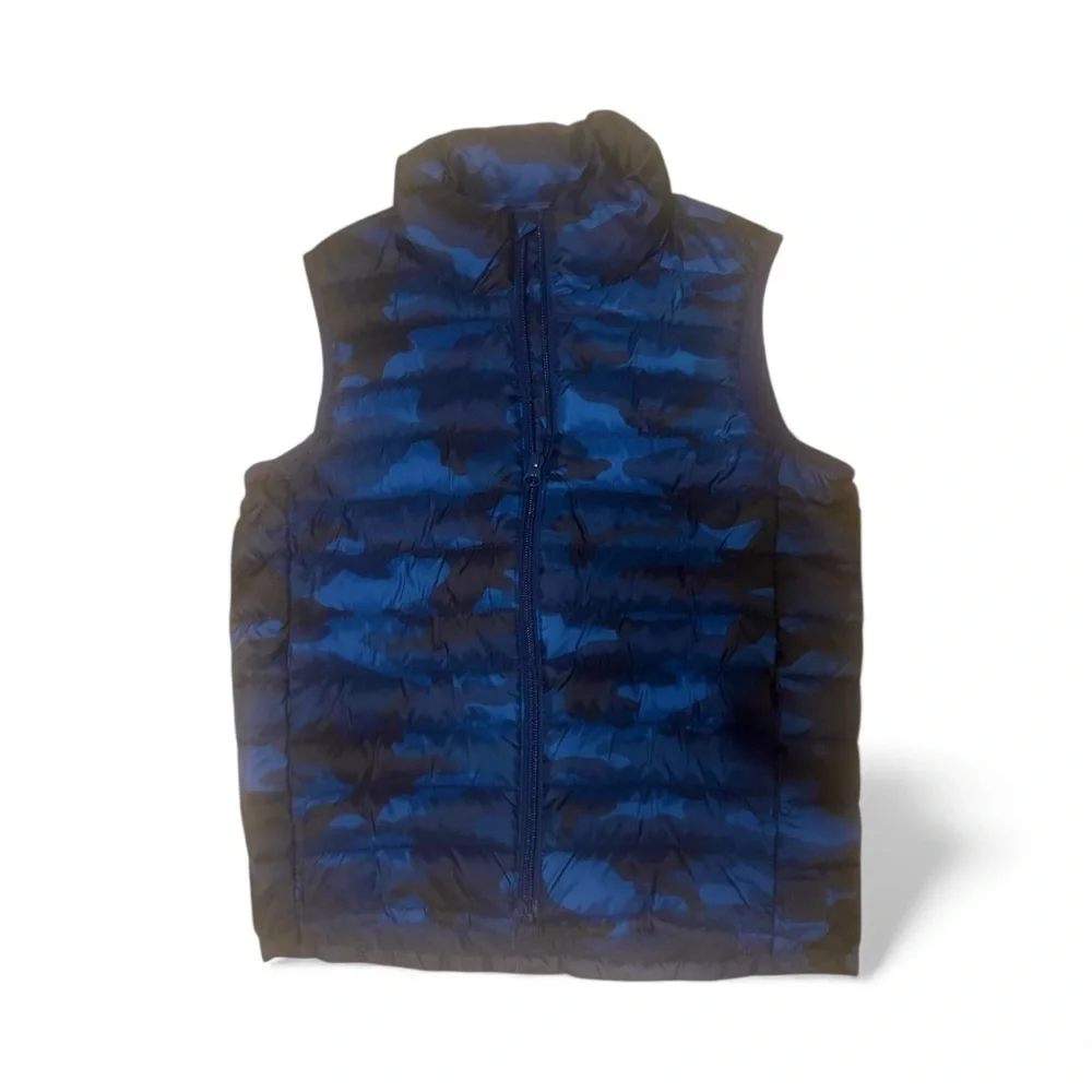 GAP Kids Blue and Black Camo Puffer Vest Size kids S
